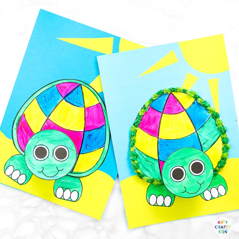 Printable d turtle paper craft for kids