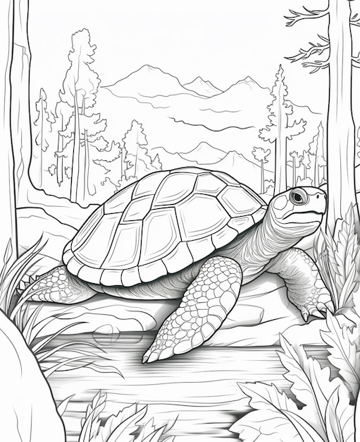 Premium ai image coloring pages of turtles and turtles in the wild generative ai