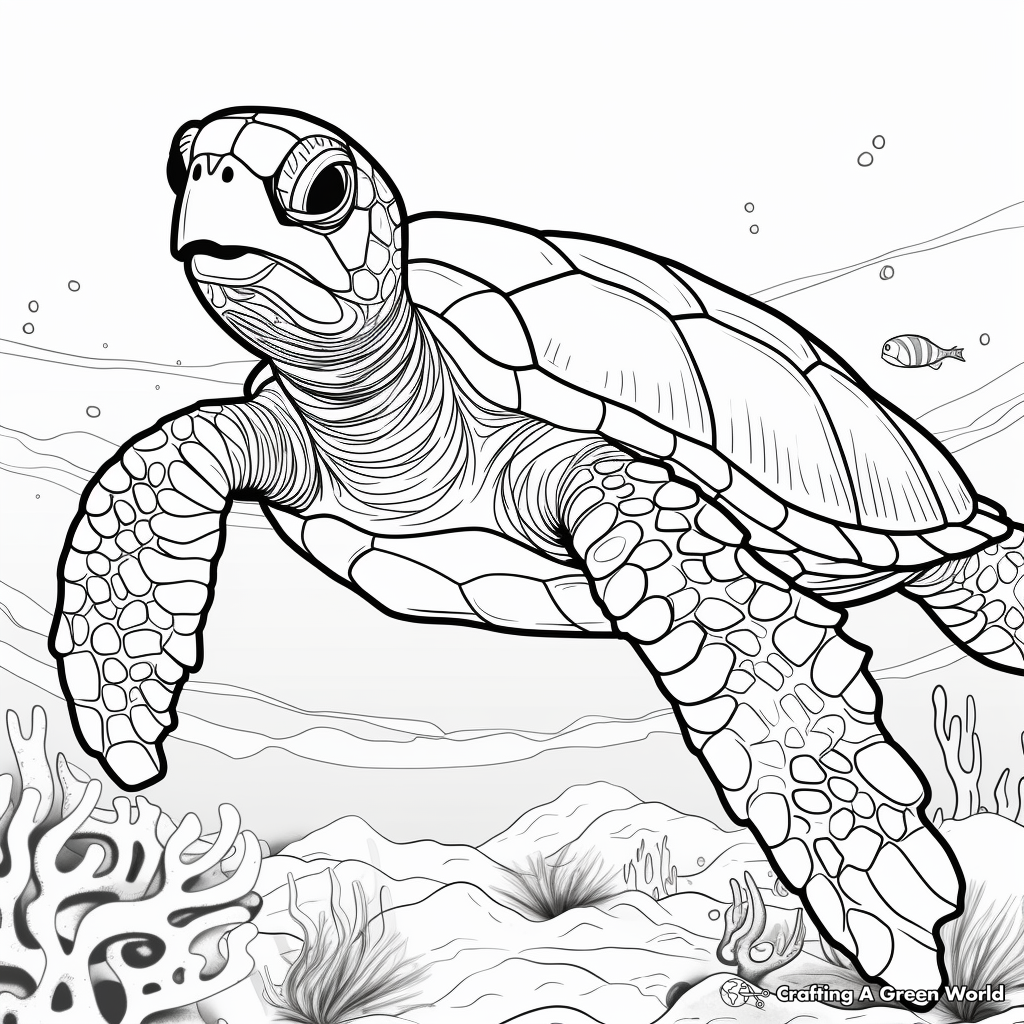 Realistic sea turtle coloring pages