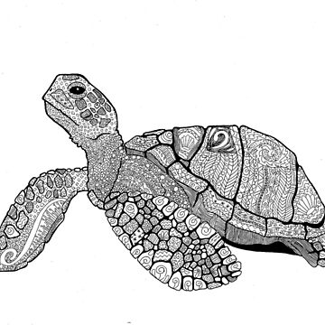 Coloring for adult turtle art board print by yuna