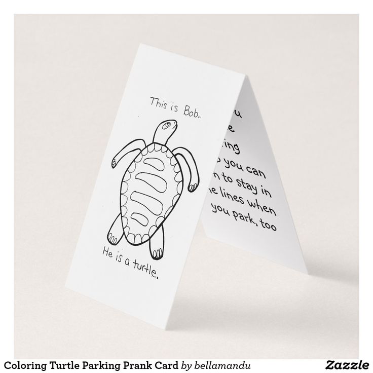 Coloring turtle parking prank card zazzle cards folded business cards turtle coloring pages