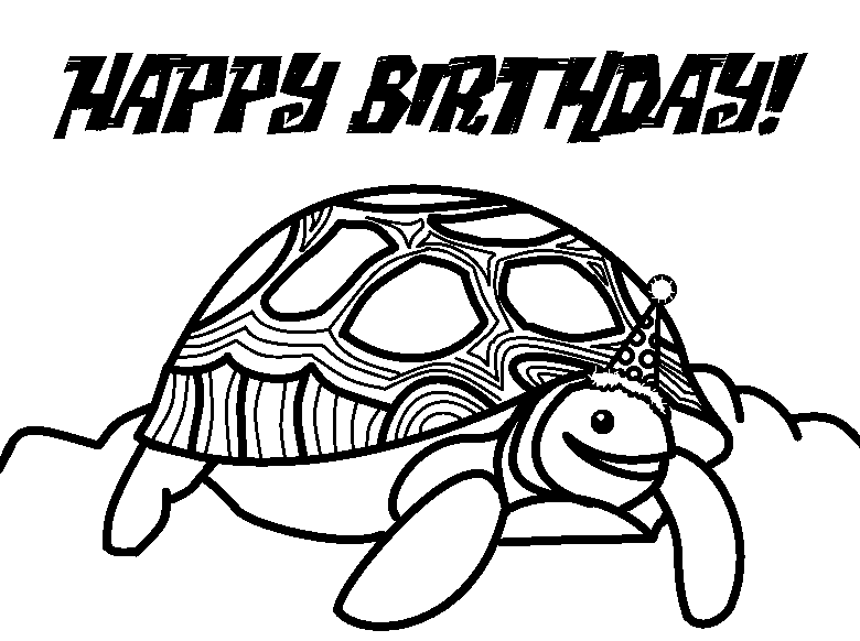 Birthday turtle coloring page by thegroundbeast on