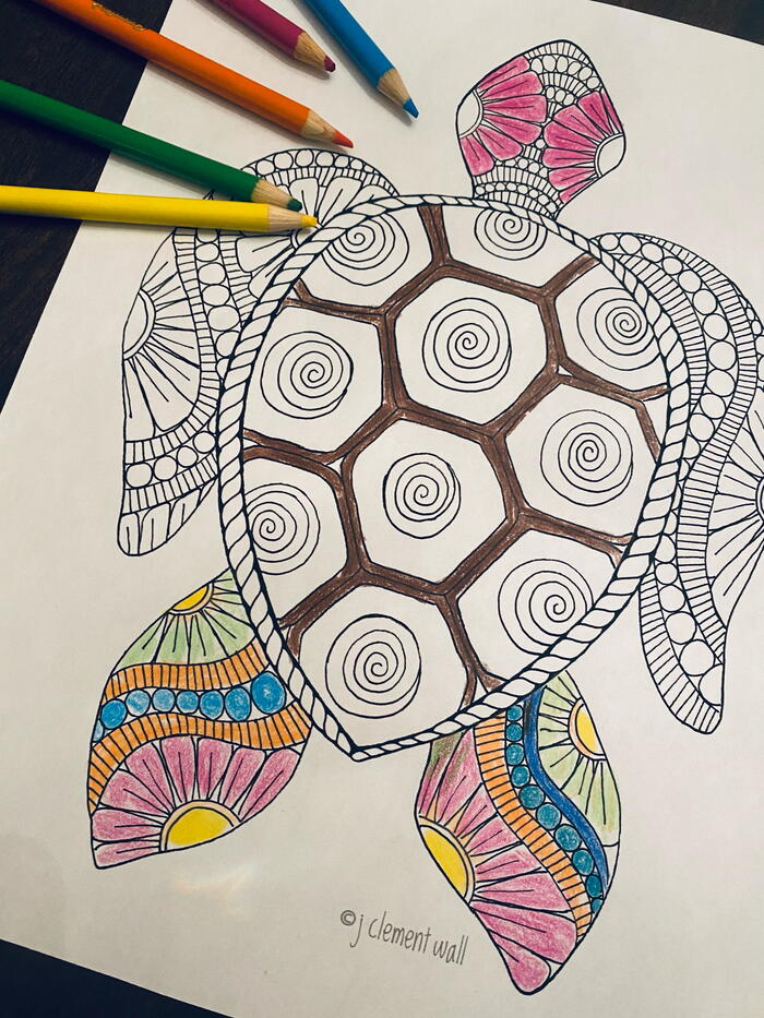 Gorgeous sea turtle coloring page