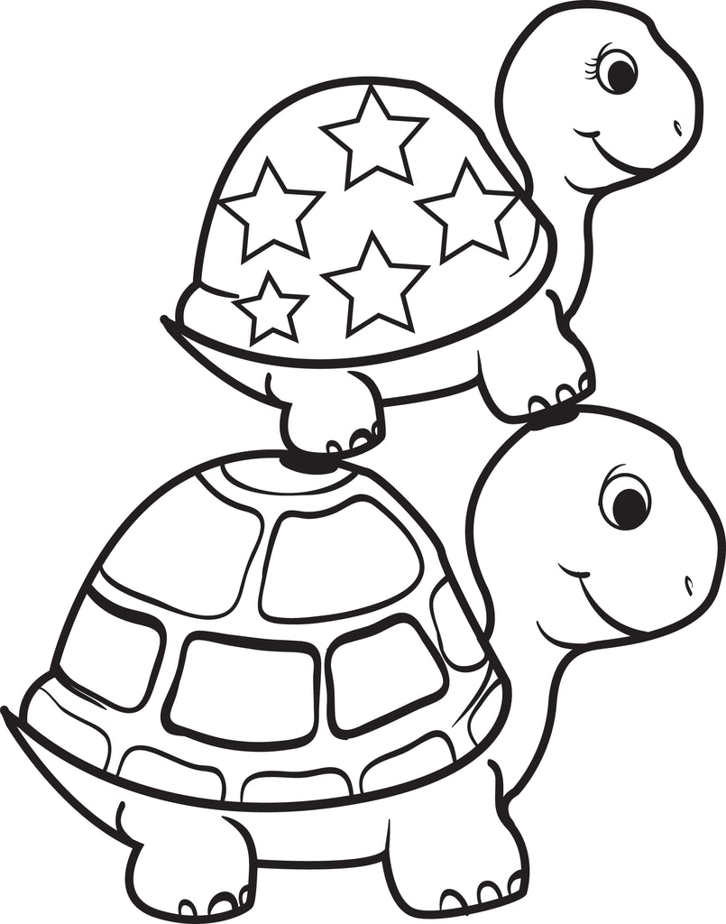 Printable turtle on top of a turtle coloring page for kids â