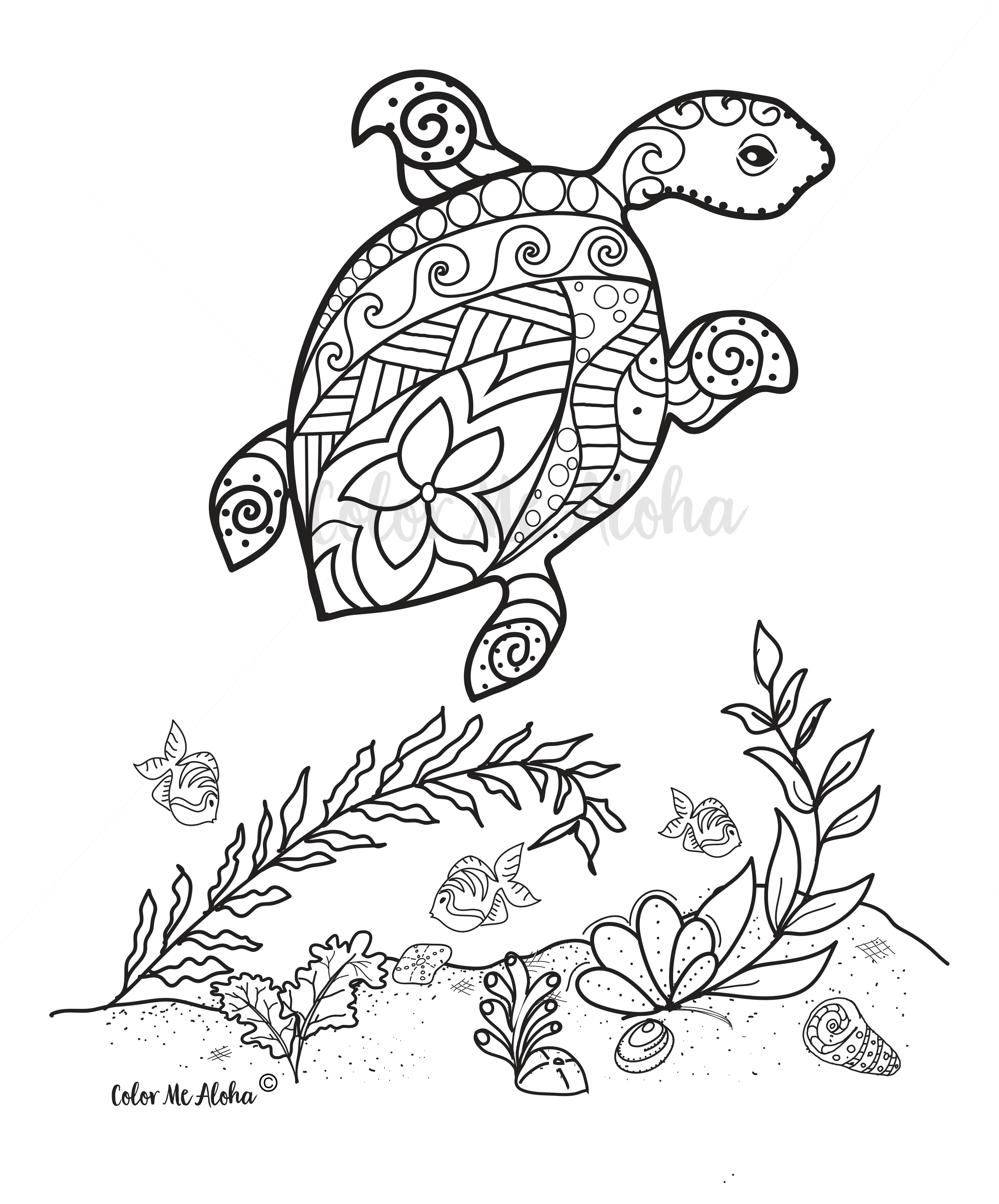 Coloring page of sea turtle â color me aloha