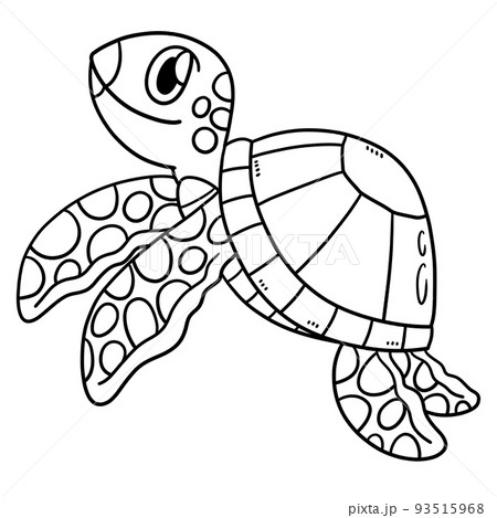 Turtle animal isolated coloring page for kids