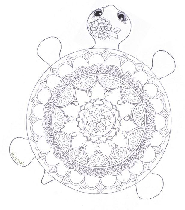 Mandala turtle coloring page