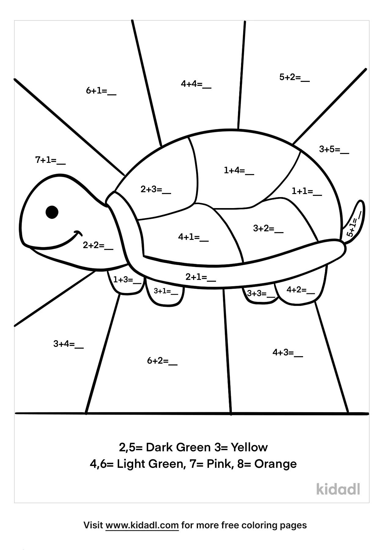 Free turtle color by numbers coloring page coloring page printables