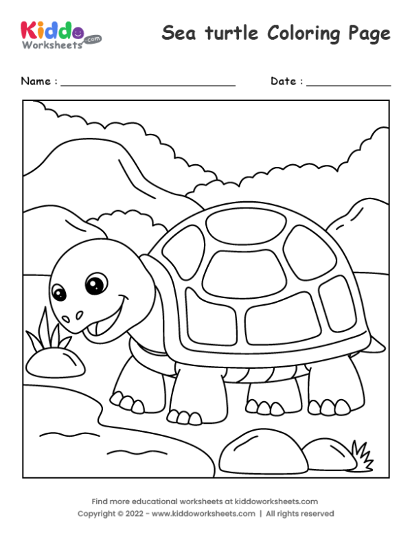 Free printable sea turtle coloring page worksheet