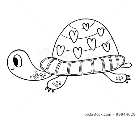 Cute turtle vector illustration outline