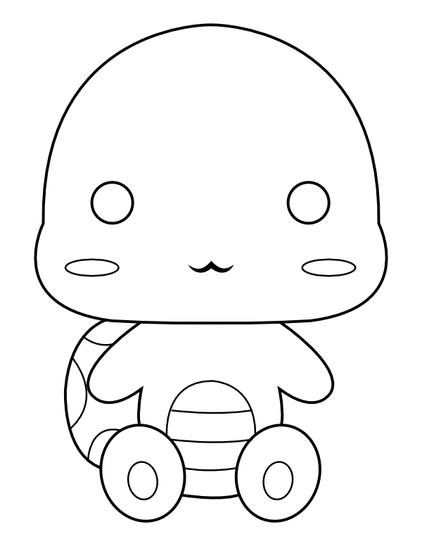 Printable kawaii turtle coloring page