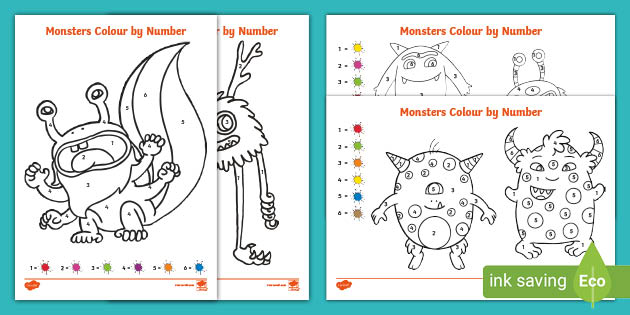 Monsters colour by number teacher made