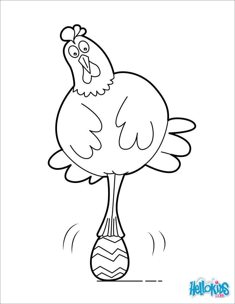 Chicken and small chocolate egg coloring pages