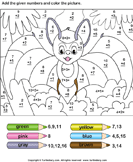 Color by adding numbers worksheets turtle diary