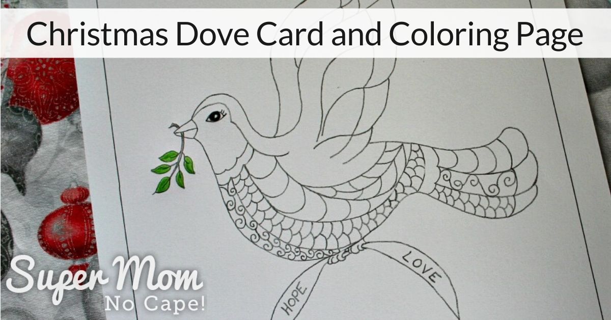 Christmas dove card and coloring page