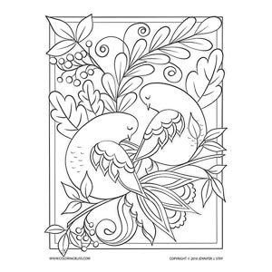 Two turtle doves coloring page