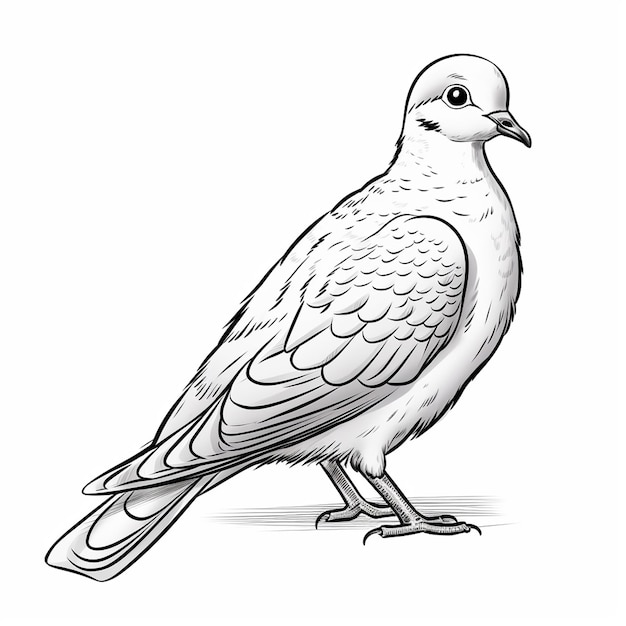 Premium ai image mourning dove coloring charm cute coloring book kawaii line art