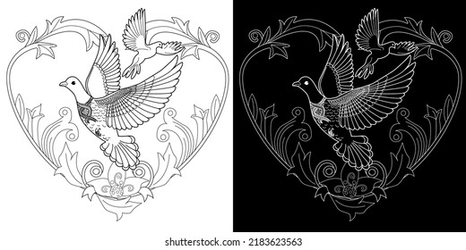 Hundred coloring page dove peace royalty