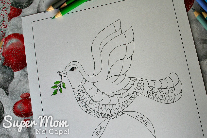 Christmas dove card and coloring page