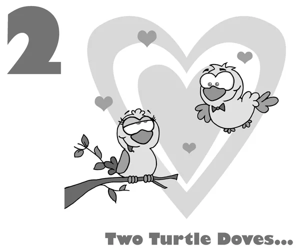 Two turtle doves branch front big heart stock illustration by hittoon