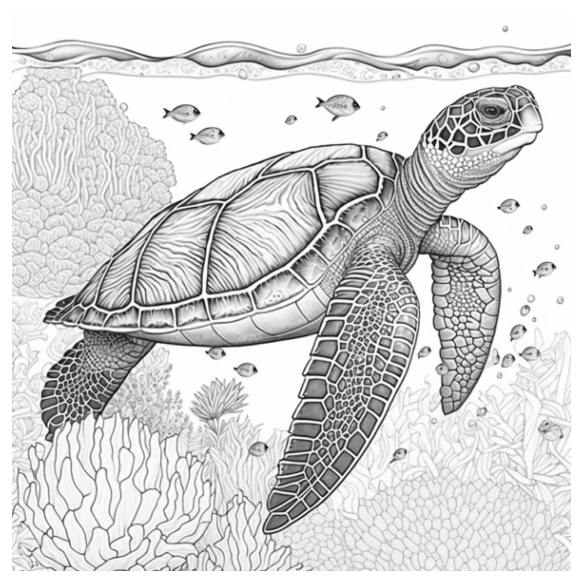 Turtle coloring pages for adults instant download