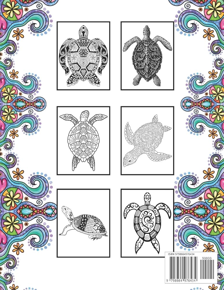 Turtle coloring book for adults beautiful coloring pages of turtle designs for adults relaxation with stress relieving sea animal designs artistry book books