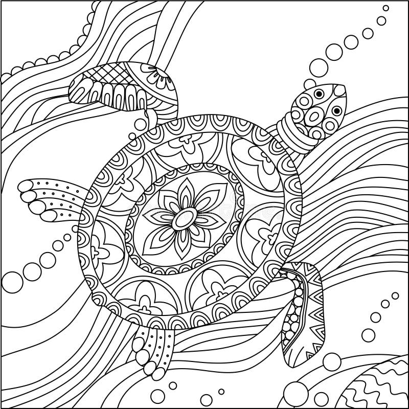 Sea turtle coloring page stock vector illustration of drawing