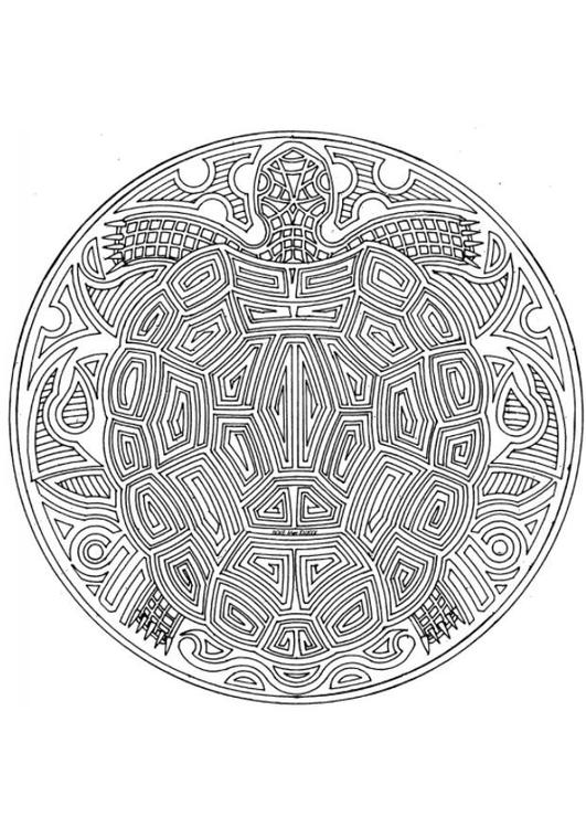 Coloring page turtle mandala