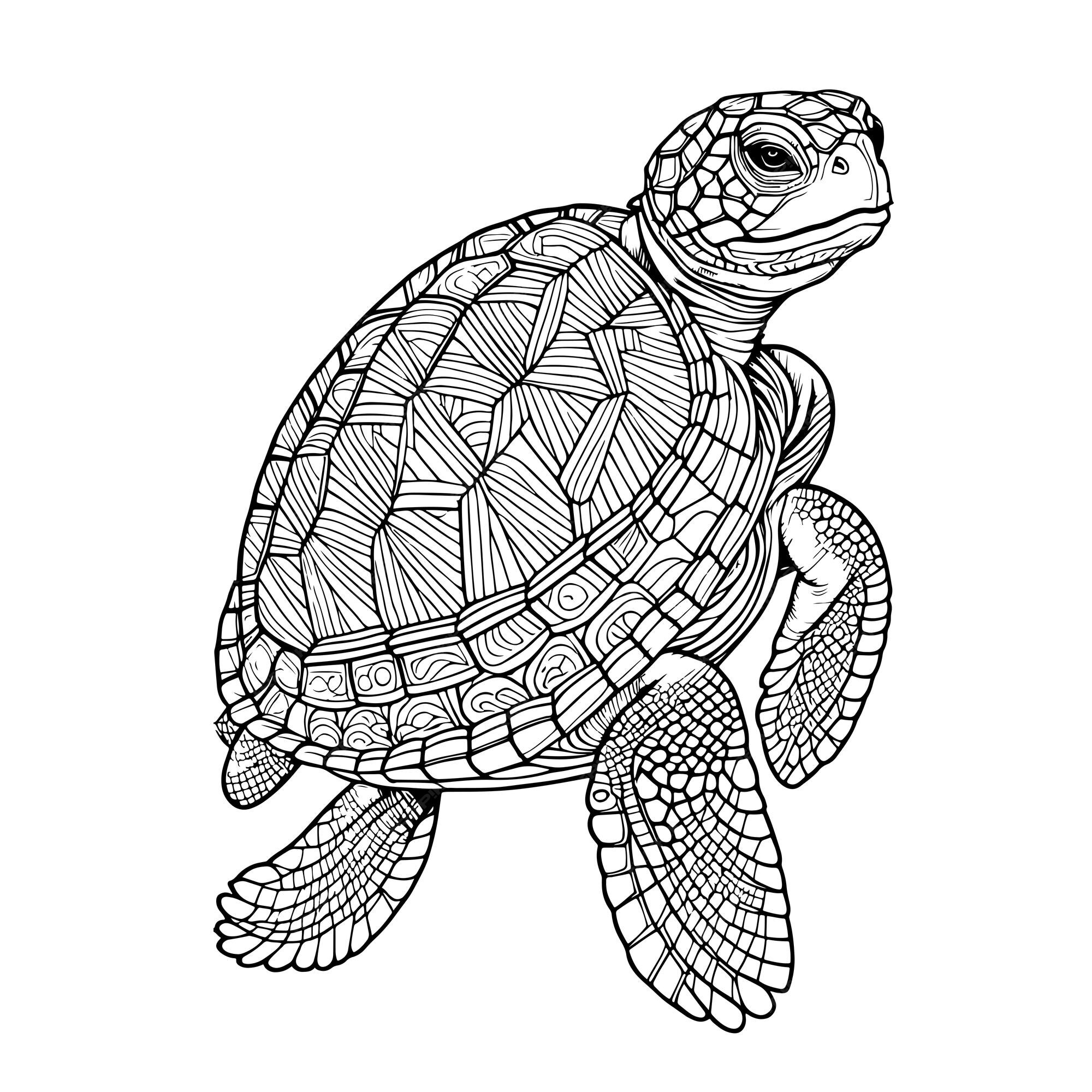 Premium vector zen tangle style turtle coloring page for adults