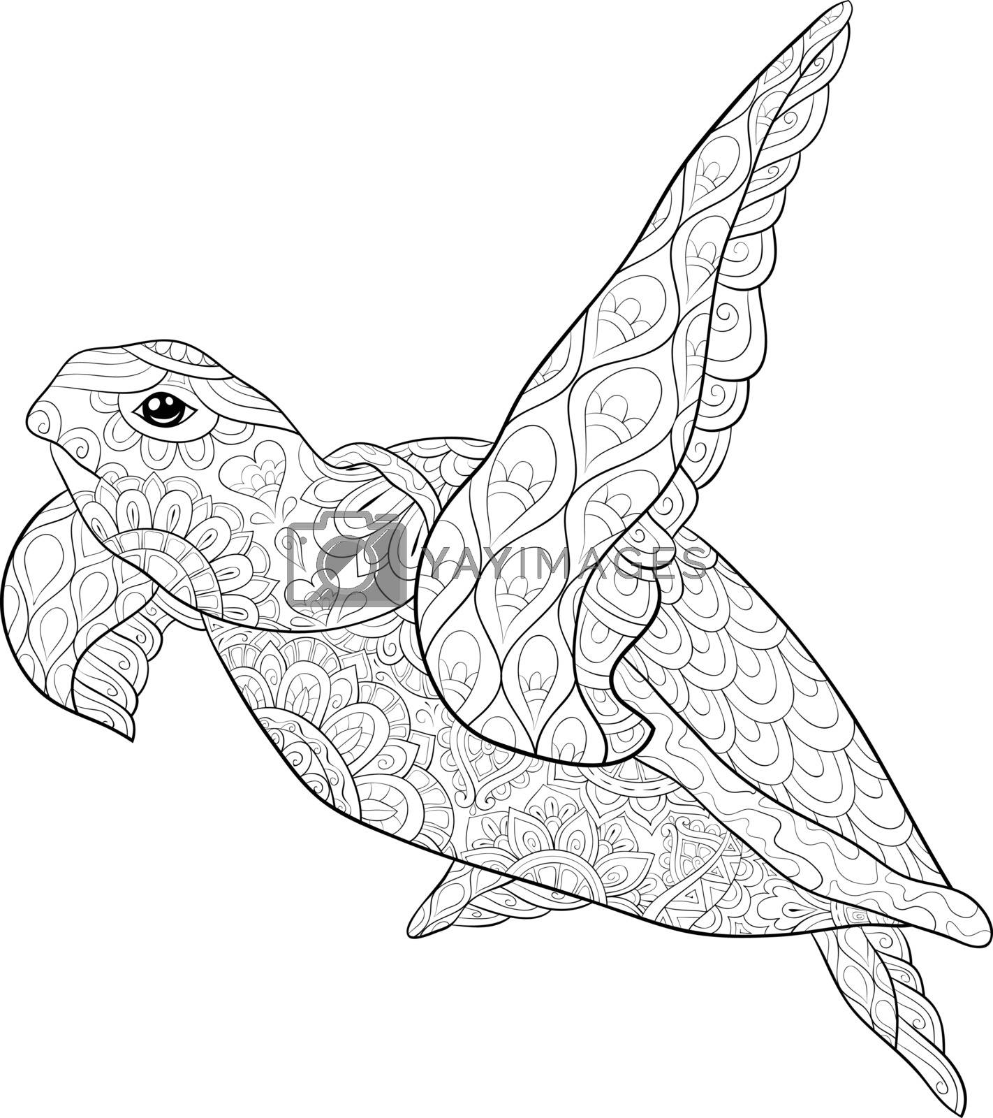 Adult coloring bookpage a cute turtle image for relaxingzen a by nonuzza vectors illustrations with unlimited downloads