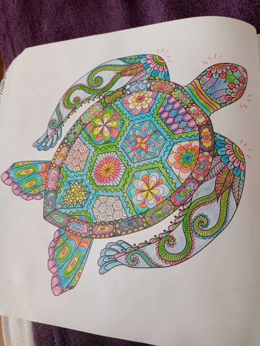 Relaxing coloring book turtle by velentrementh on