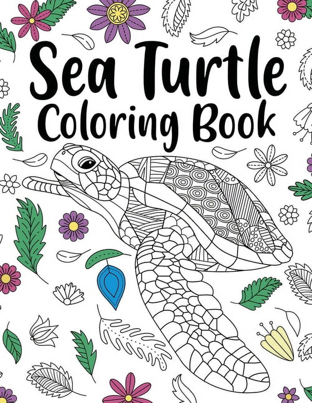 Adult coloring book sea turtle lover gift floral mandala coloring pages animal coloring book activity coloring paperback