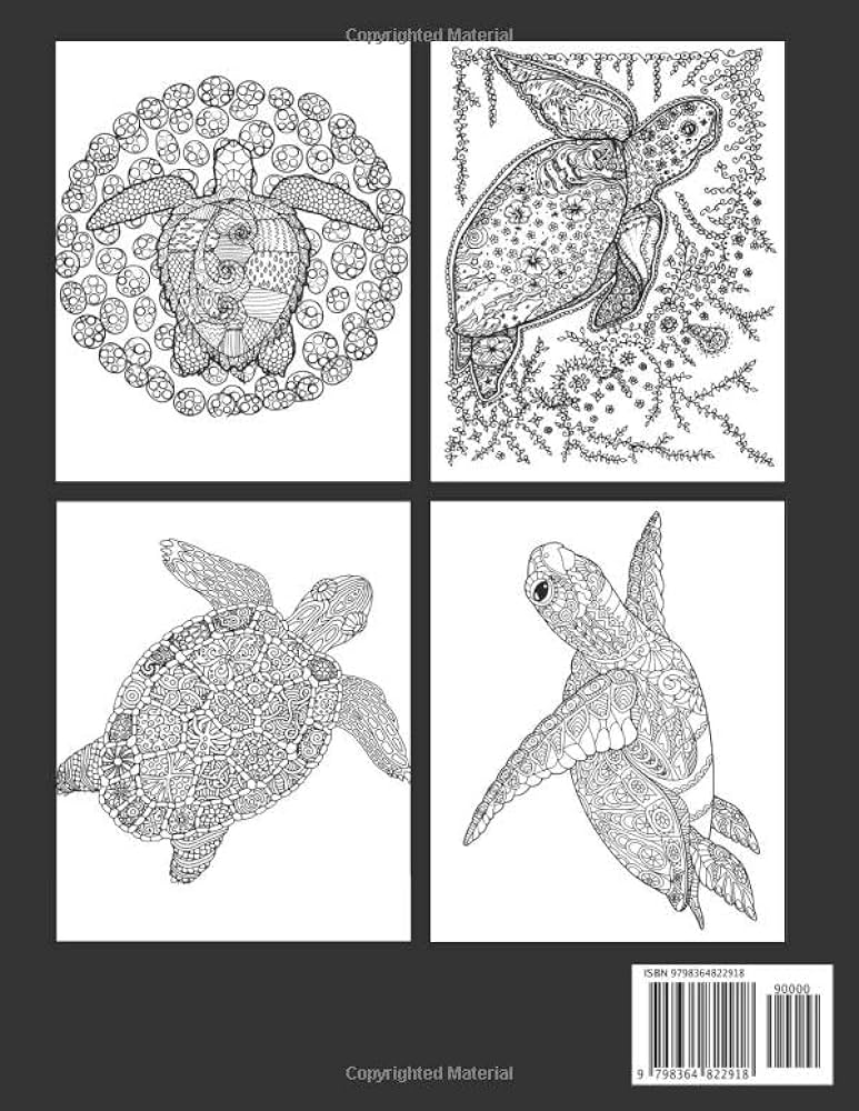 Mandala sea turtle coloring book sea animal coloring pages with fascinating illustrations for teens adults to relax and unwind world painting books