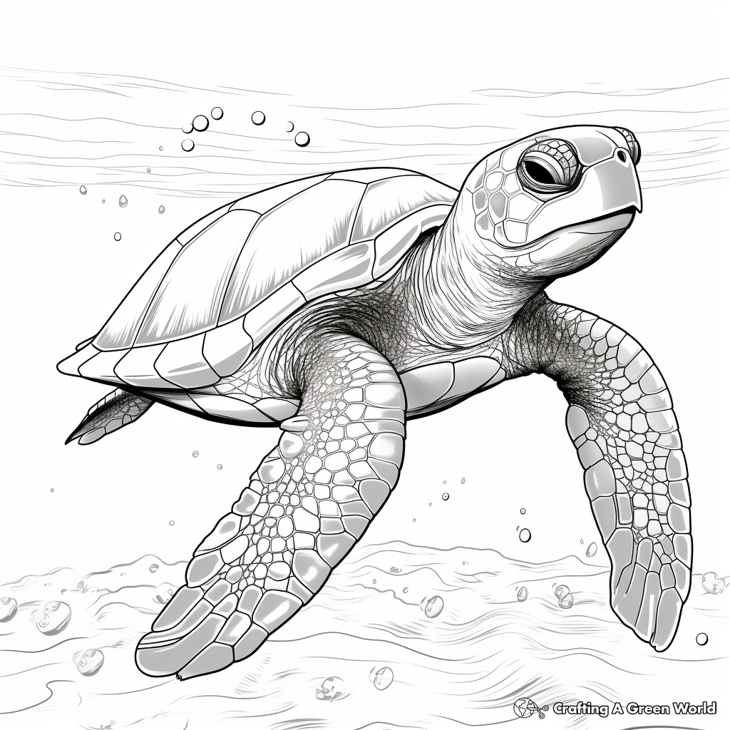 Realistic sea turtle coloring pages