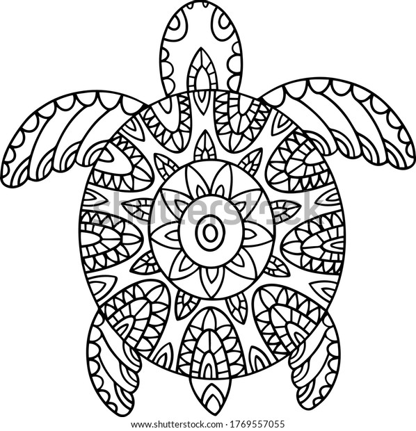 Picture sea turtle coloring black lines stock vector royalty free