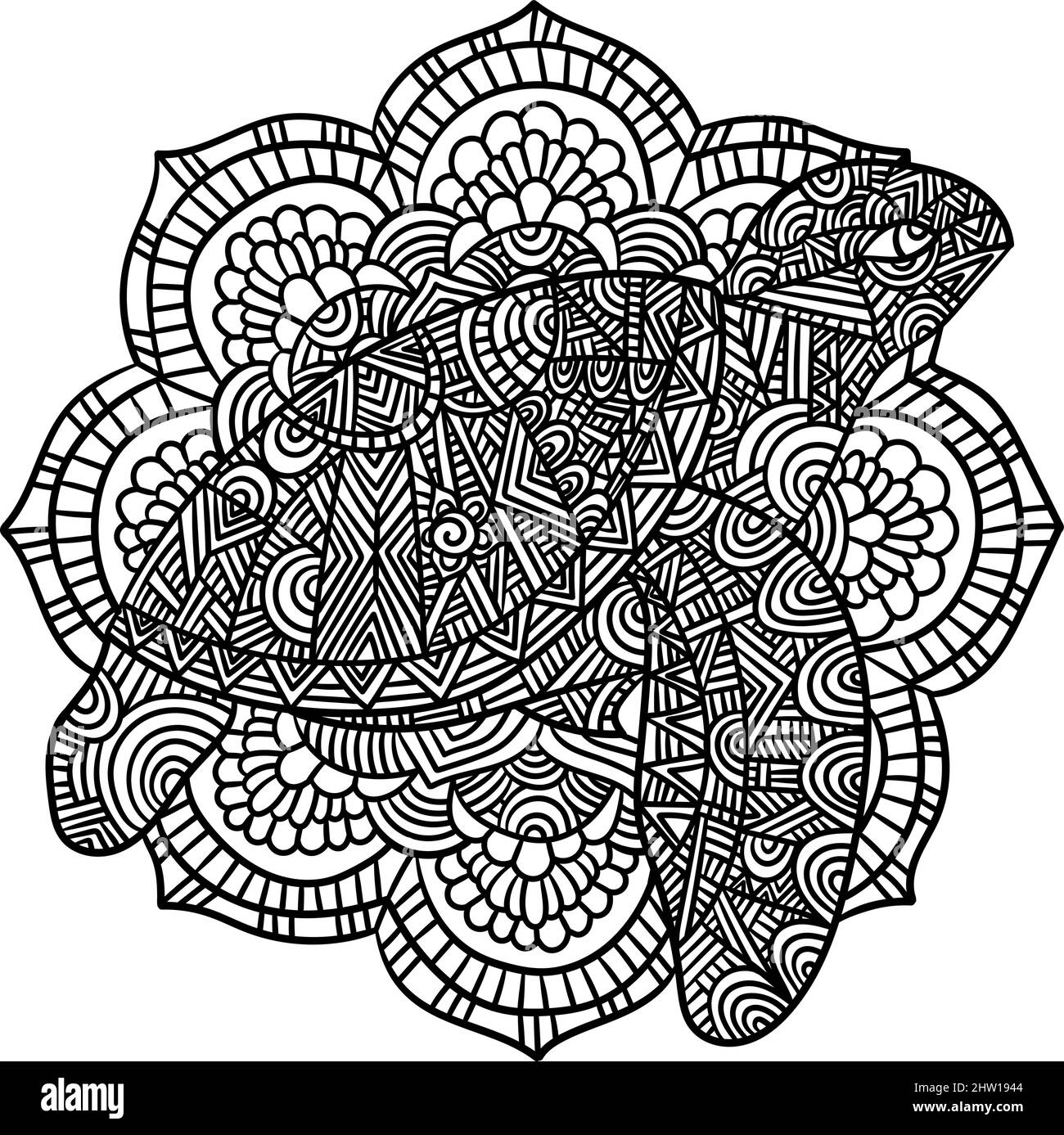 Turtle mandala coloring pages for adults stock vector image art