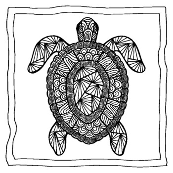 Turtles mandala and zentangle designs coloring book