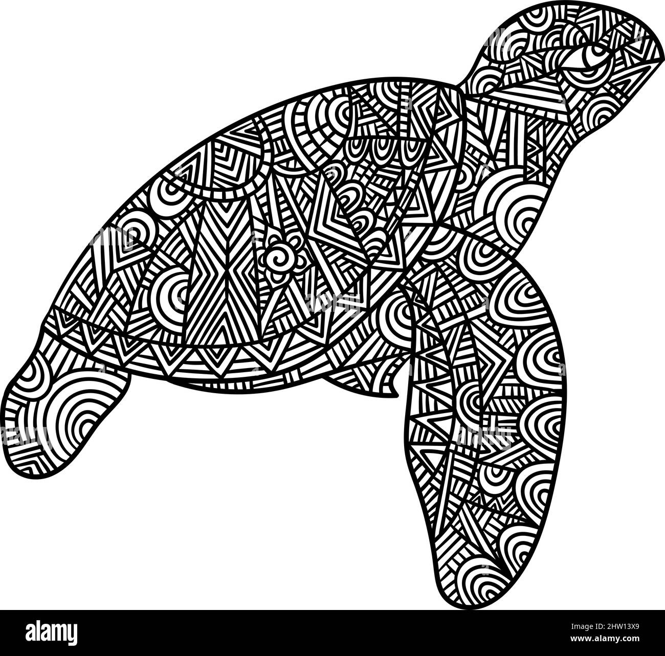 Turtle mandala coloring pages for adults stock vector image art