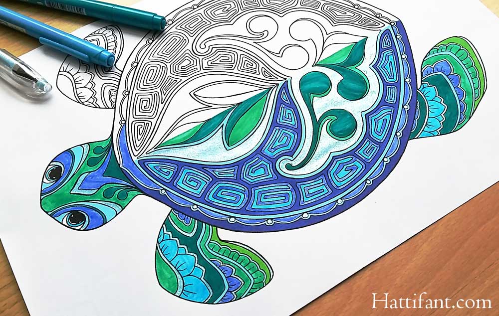 S turtle coloring page