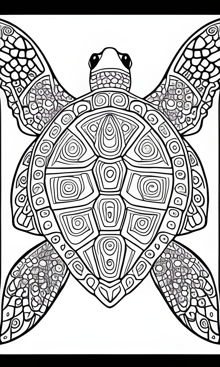 Coloring book page of a sea turtle