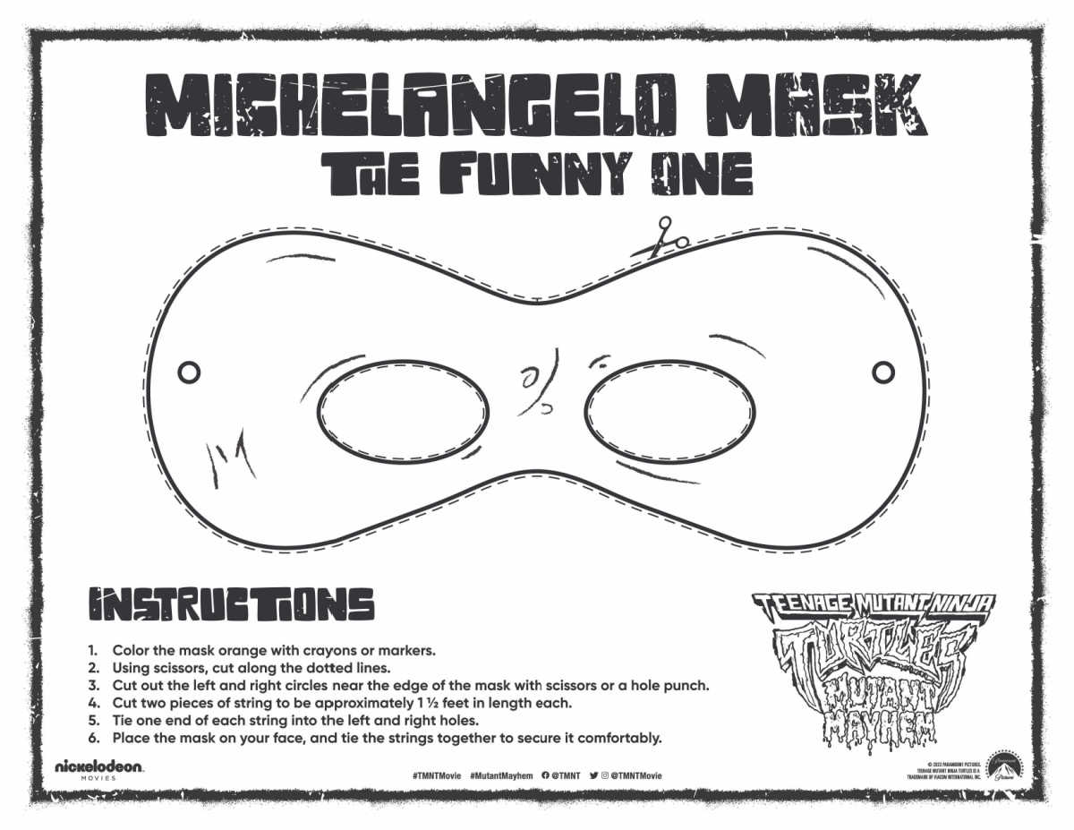 Tmnt free printable michelangelo mask