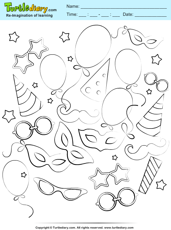 Party mask coloring sheet turtle diary