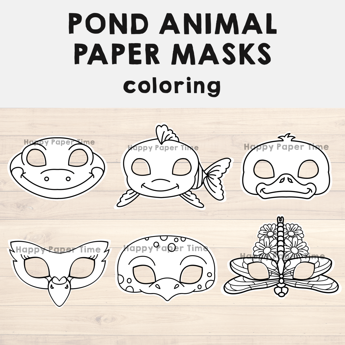 Pond animals paper mask printable coloring craft activity costume template made by teachers