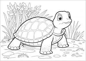 Free turtle drawing to print and color