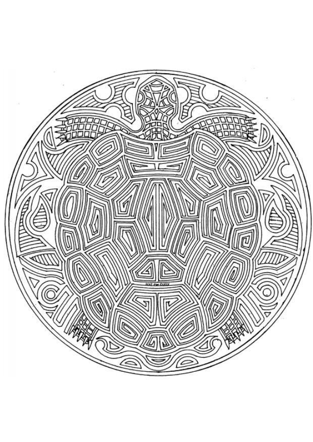 Coloring page turtle mandala