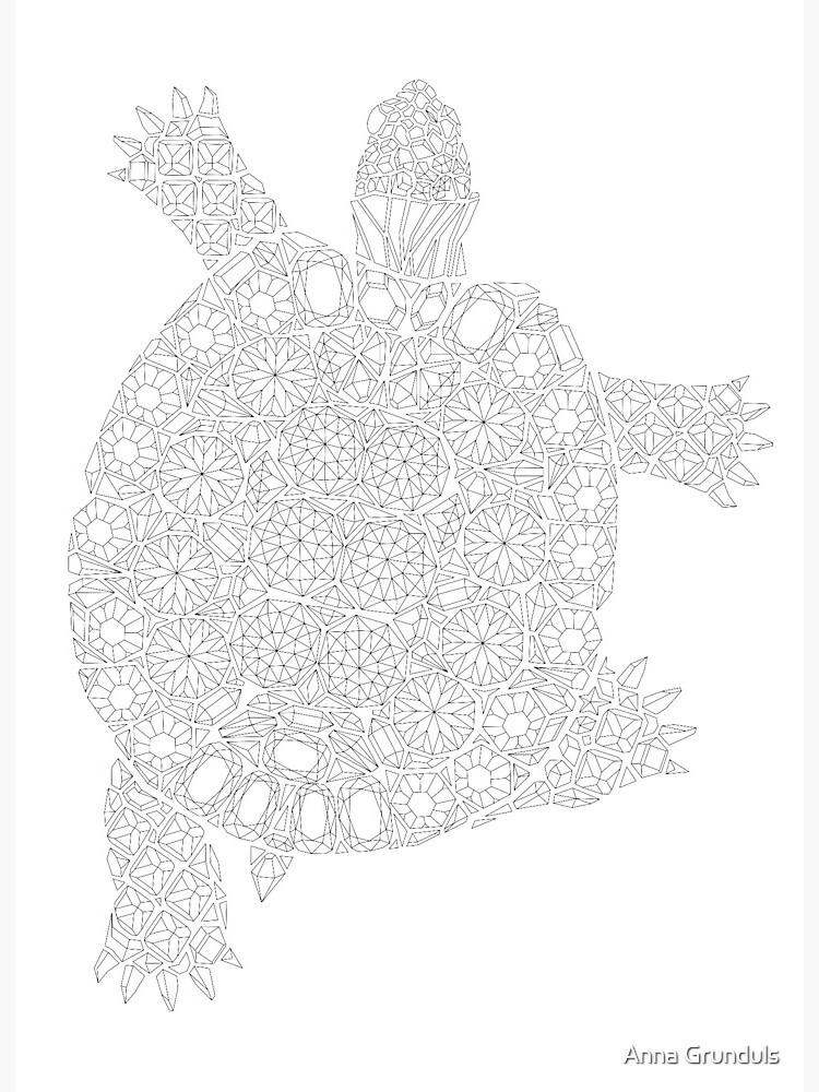 Gemstone turtle coloring page gems pattern adult coloring adult coloring book turtle art board print for sale by anna grunduls