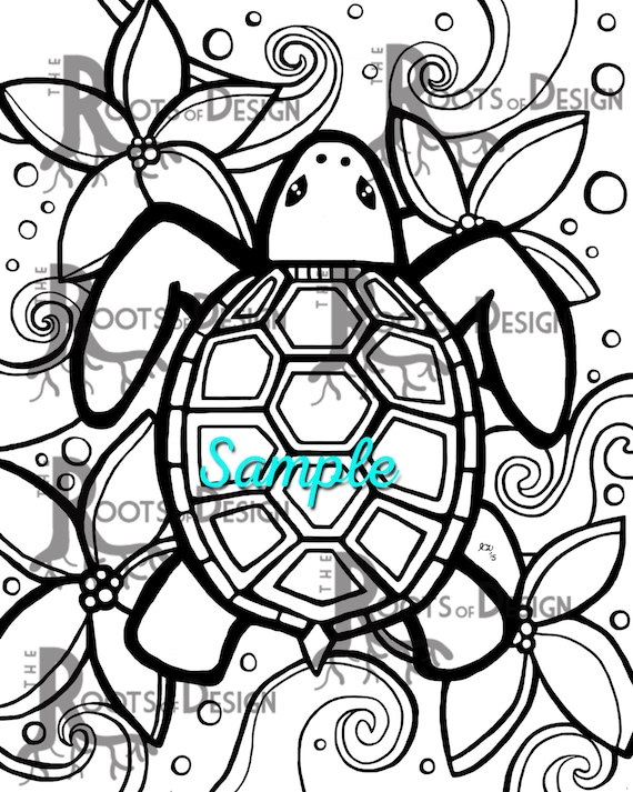 Instant download coloring page simple turtle zentangle inspired doodle art printable