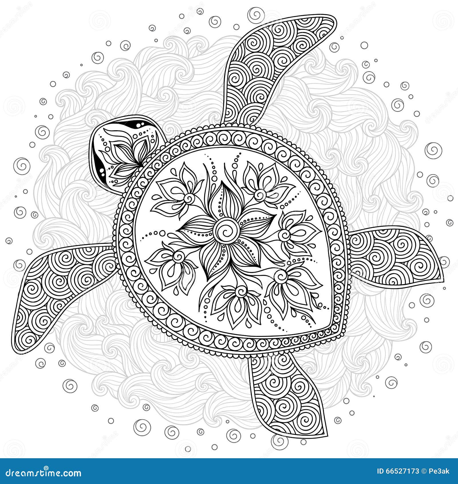 Pattern for coloring book decorative graphic turtle stock vector