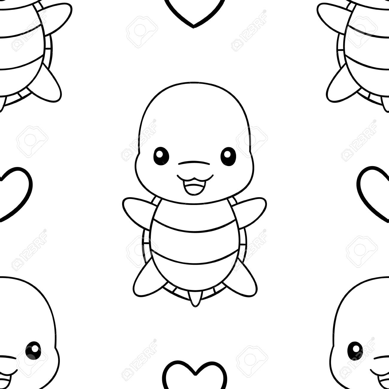 Seamless pattern black and white cute hand drawn turtle doodle coloring pages print royalty free svg cliparts vectors and stock illustration image