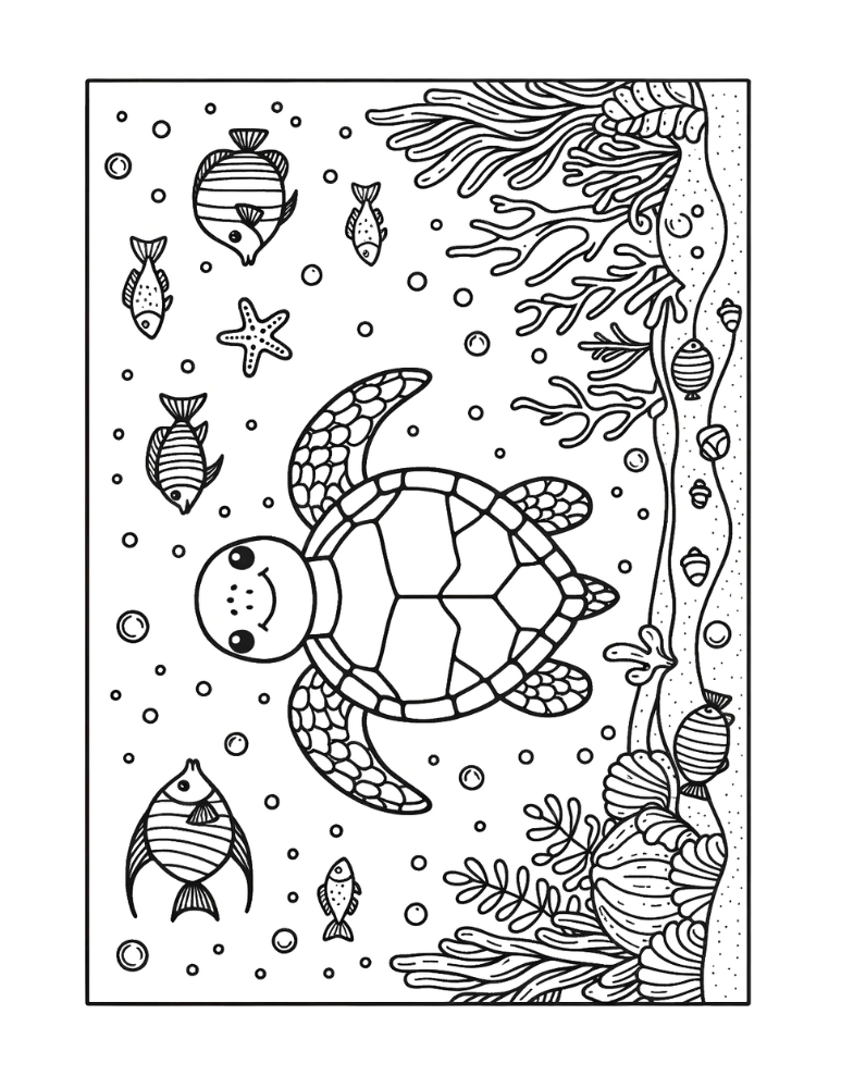 Free cute sea turtle coloring pages